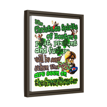 christmas spirits of boston - framed canvas art (white)