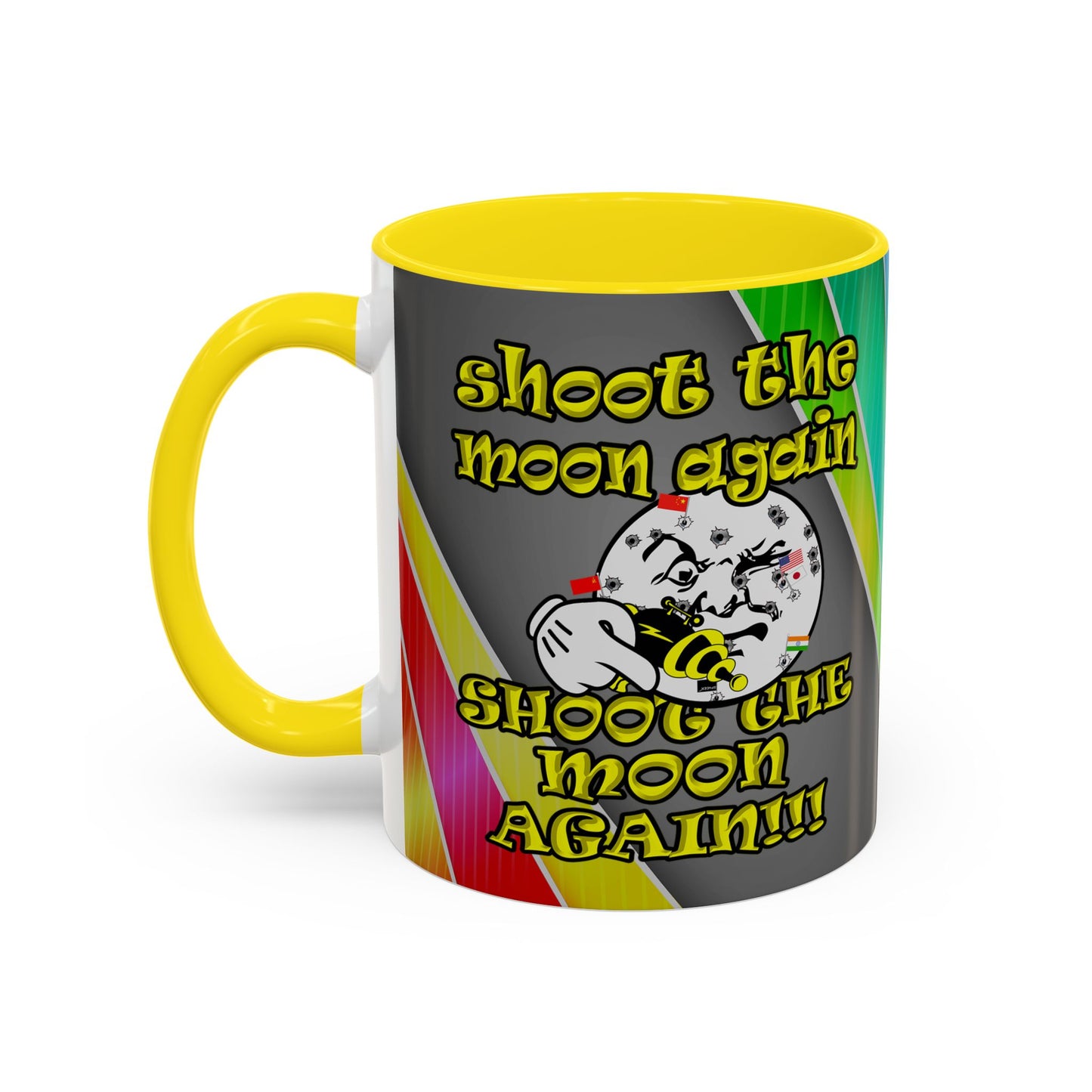 shoot the moon again - Accent Mug (rainbow split)