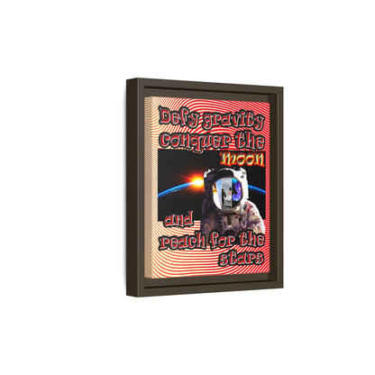 defy conquer reach - framed canvas art (yellow-orange wave)