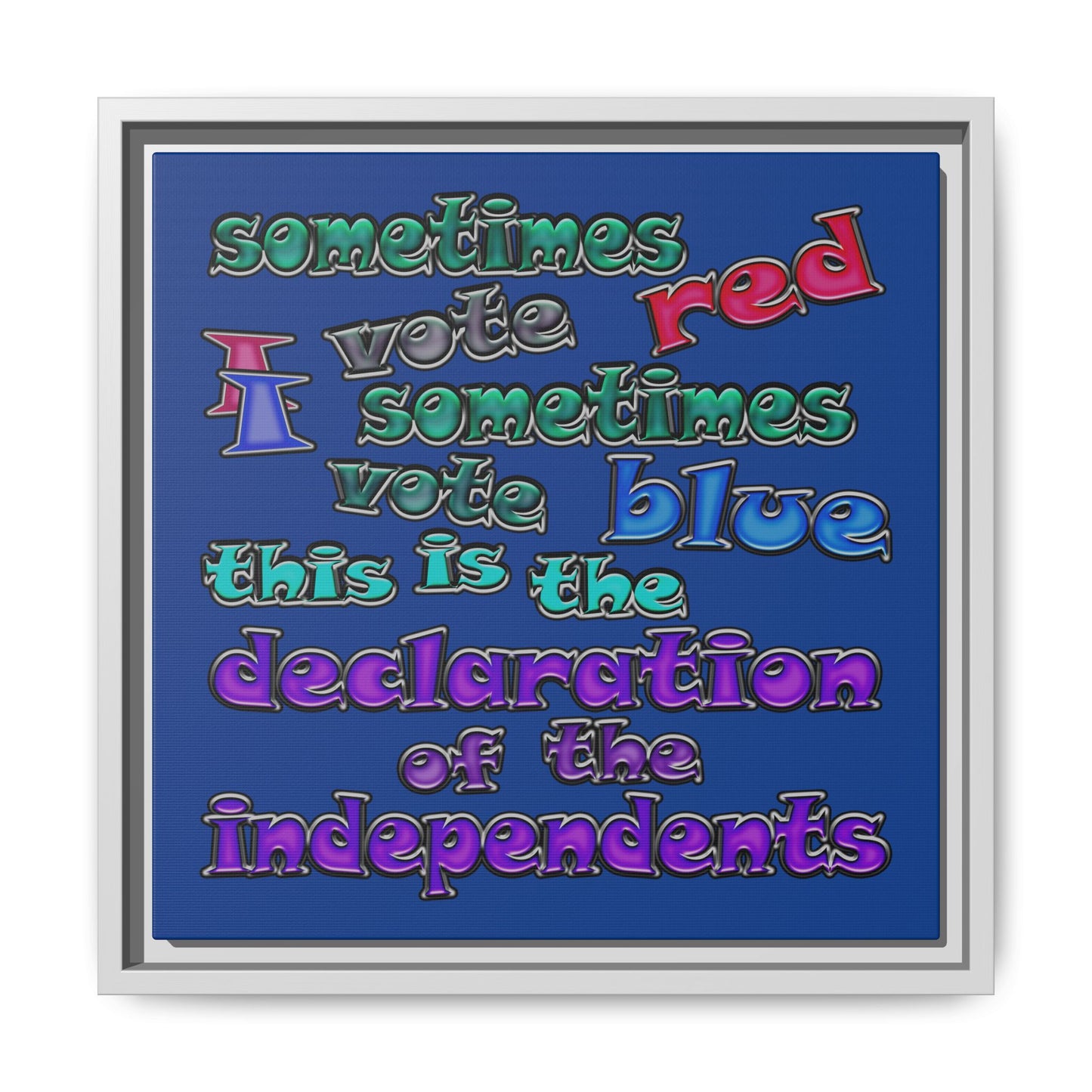 declaration of the independents - framed canvas art (dark blue)