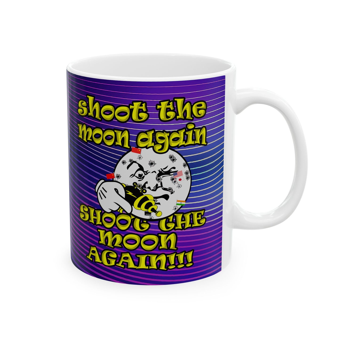 shoot the moon again - White Mug (purple wave)