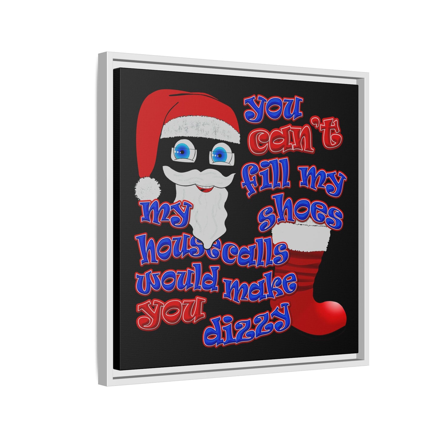 santa's shoes - framed canvas art (black)