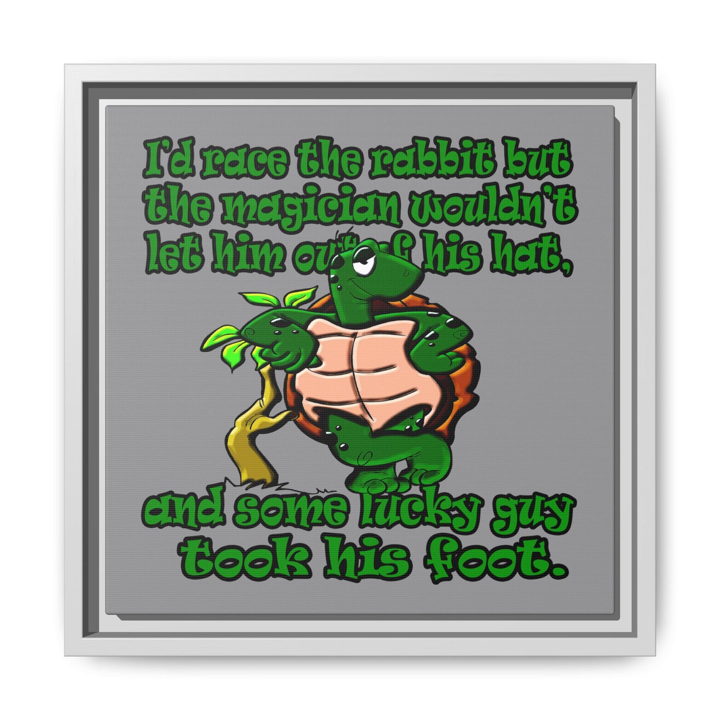turtle race - framed canvas art (grey)