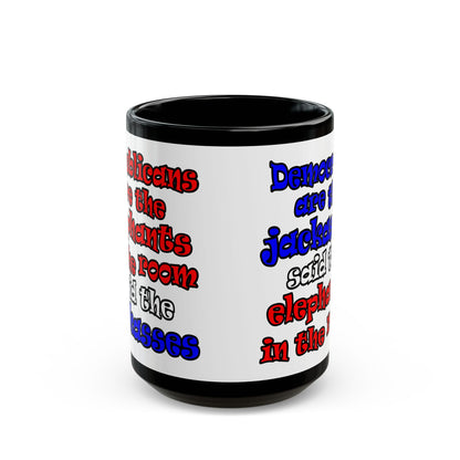 donkeys and elephants - Black Mug (white)