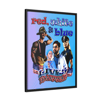 rw&b lives matter - framed canvas art (light blue-purple wave)