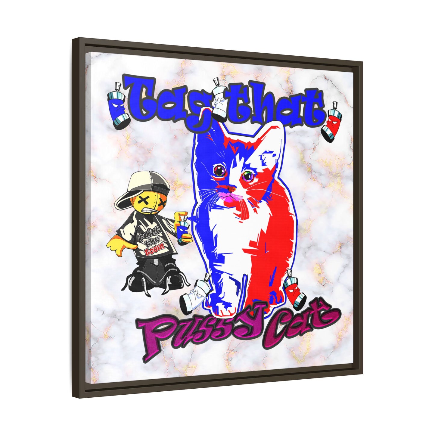tag that - framed canvas art (white marble)