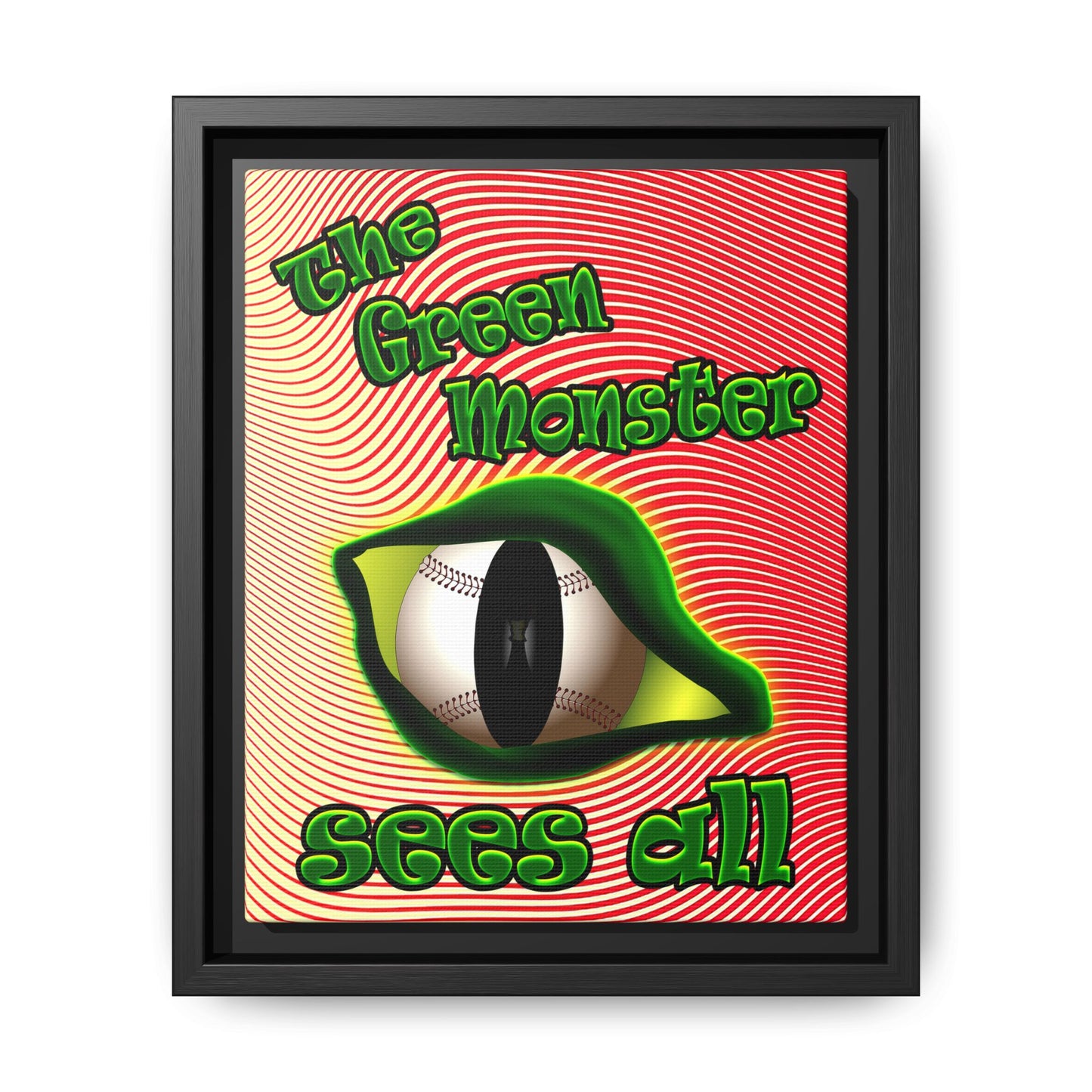 green monster - framed canvas art (yellow-orange wave)