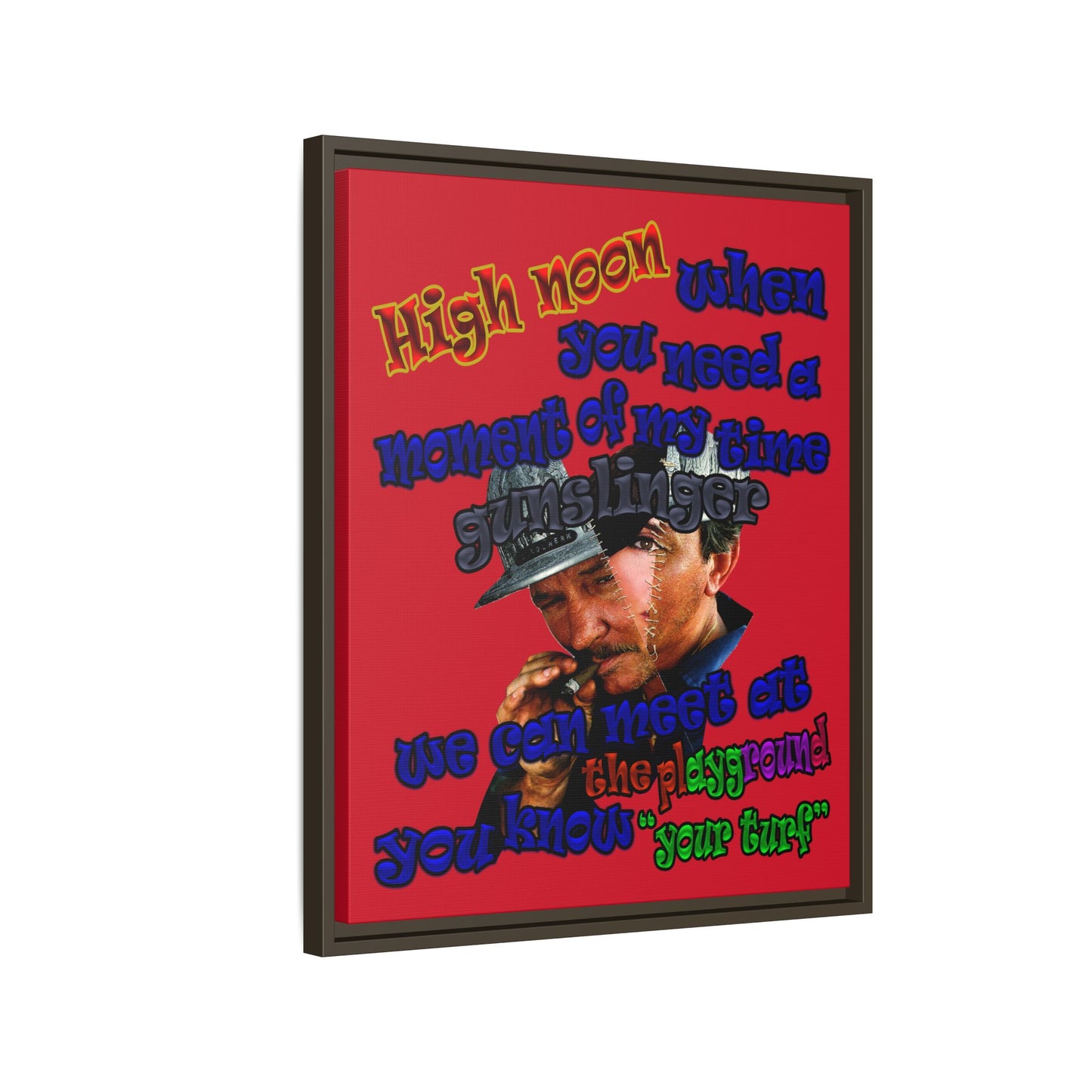 high noon - framed canvas art (dark red)