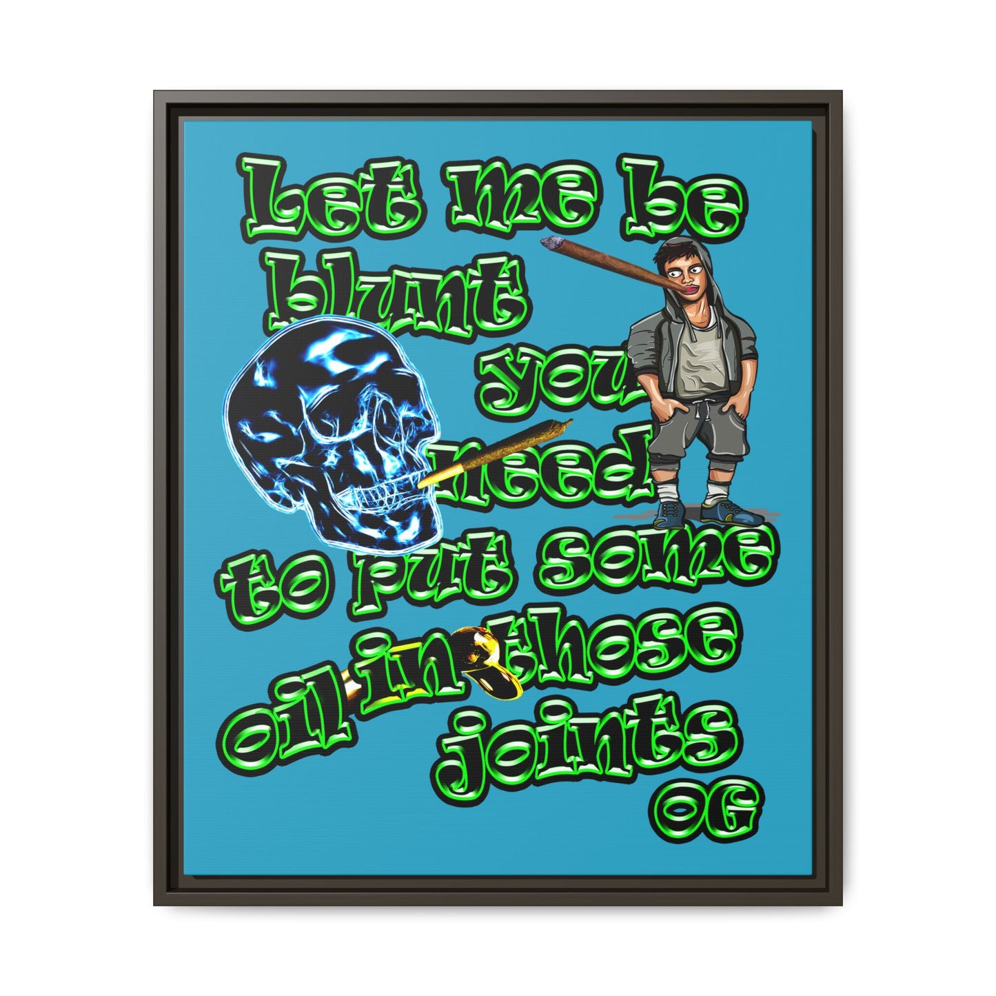 og - framed canvas art (turquoise)