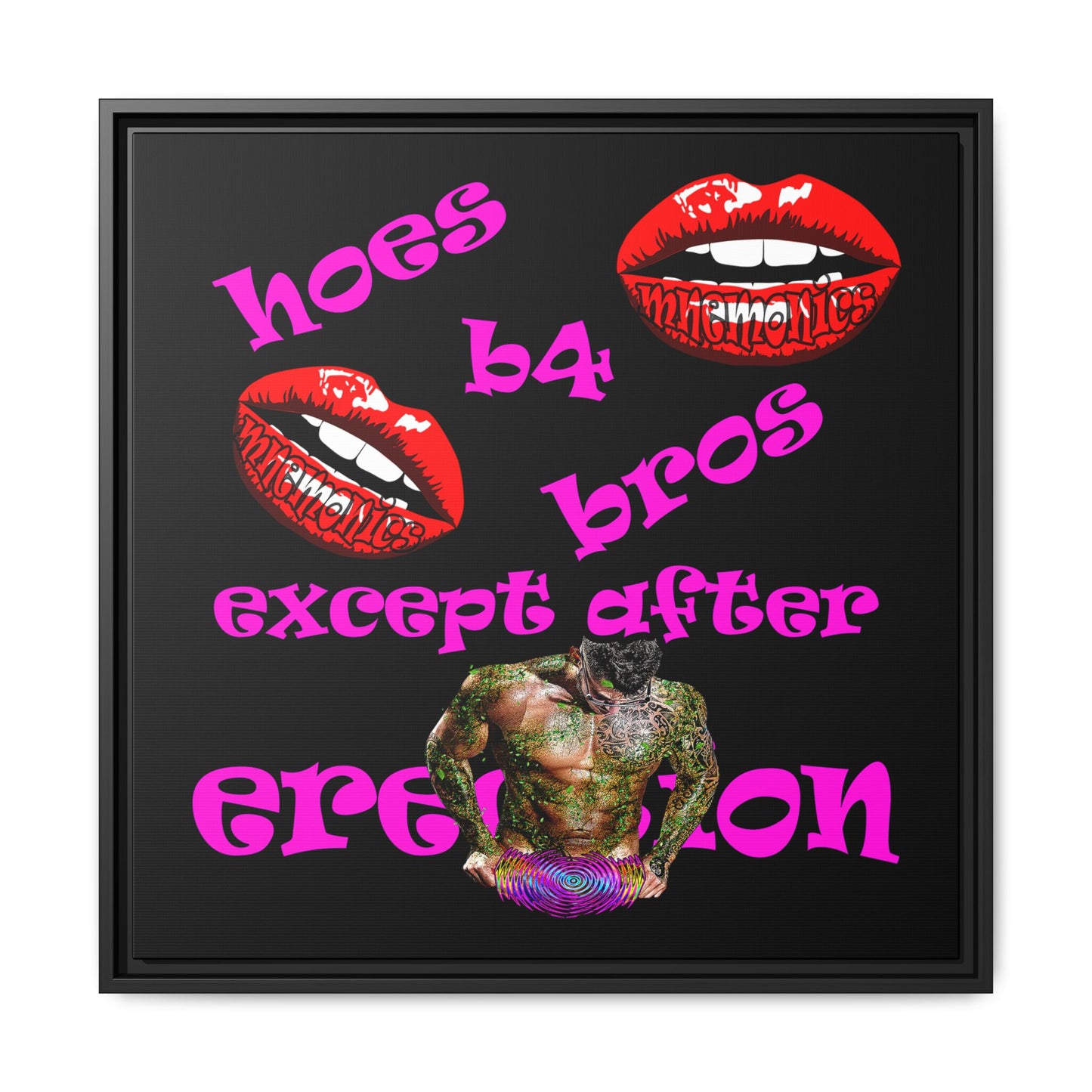 hoes b4 bros - framed canvas art (black)