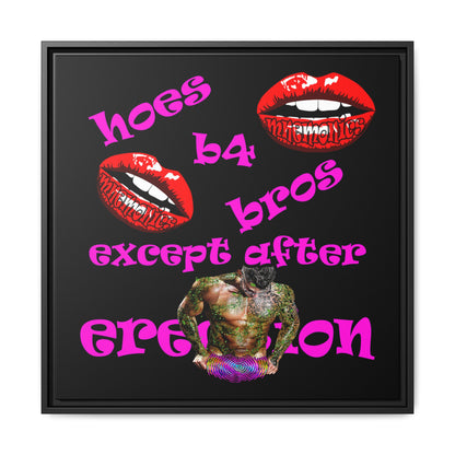 hoes b4 bros - framed canvas art (black)