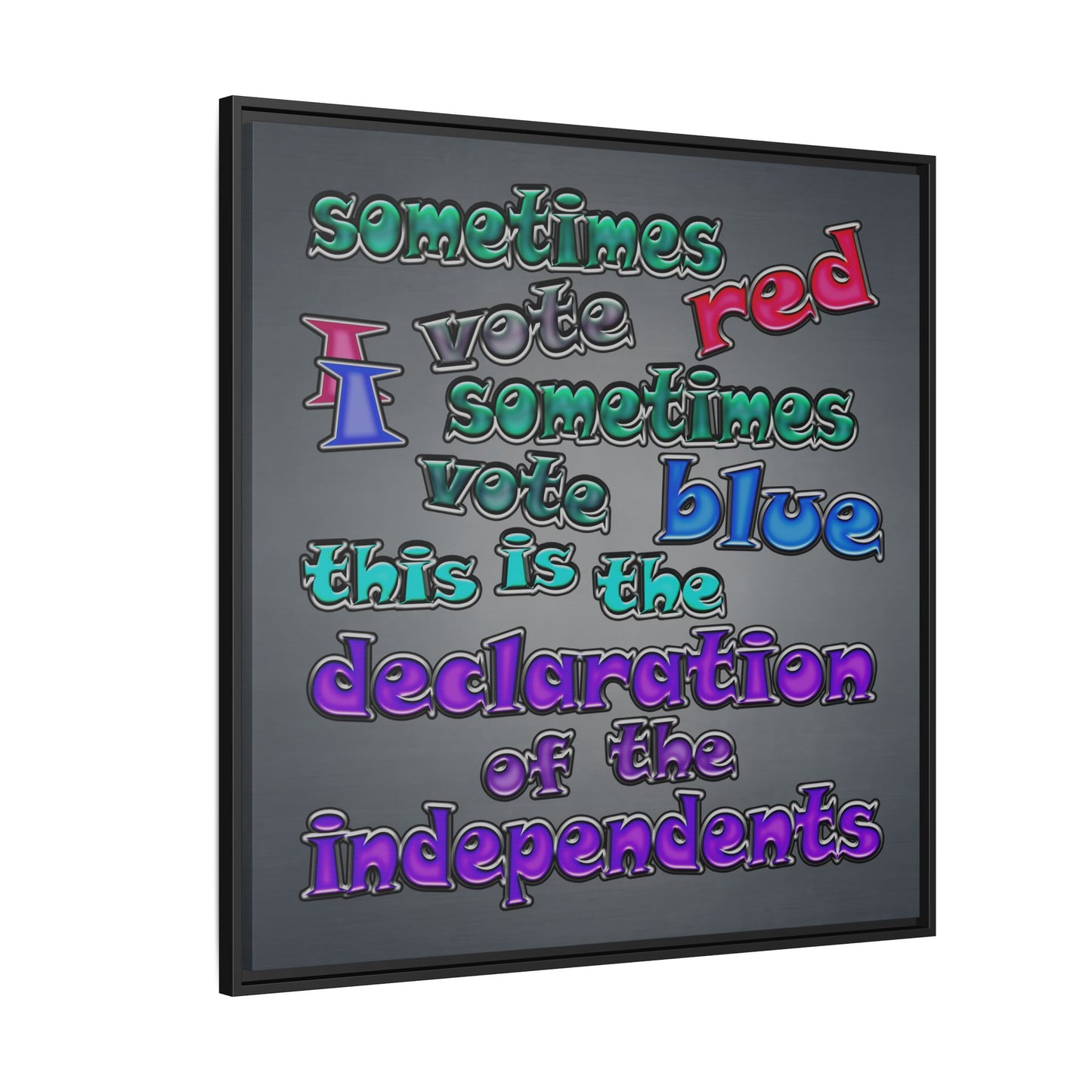 declaration of the independents - framed canvas art (grey-light grey)
