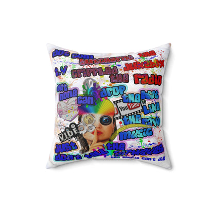 drop the beat - Spun Polyester Square Pillow - (white marble)