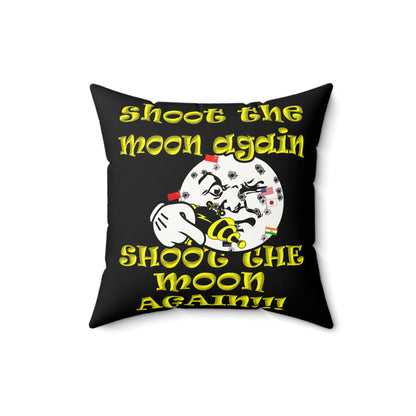 shoot the moon again - Faux Suede Square Pillow - (black)