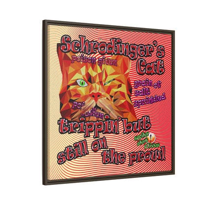 schrodinger's cat - framed canvas art (yellow-orange wave)
