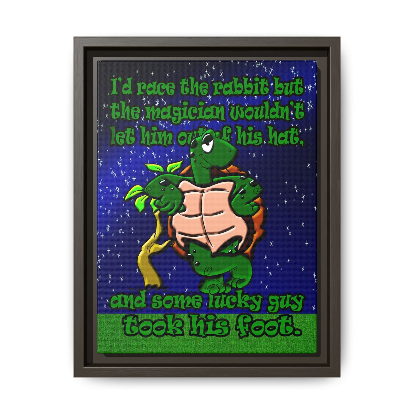 turtle race - framed canvas art ('snoops' background)