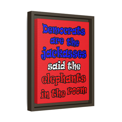 donkeys and elephants - framed canvas art (red)