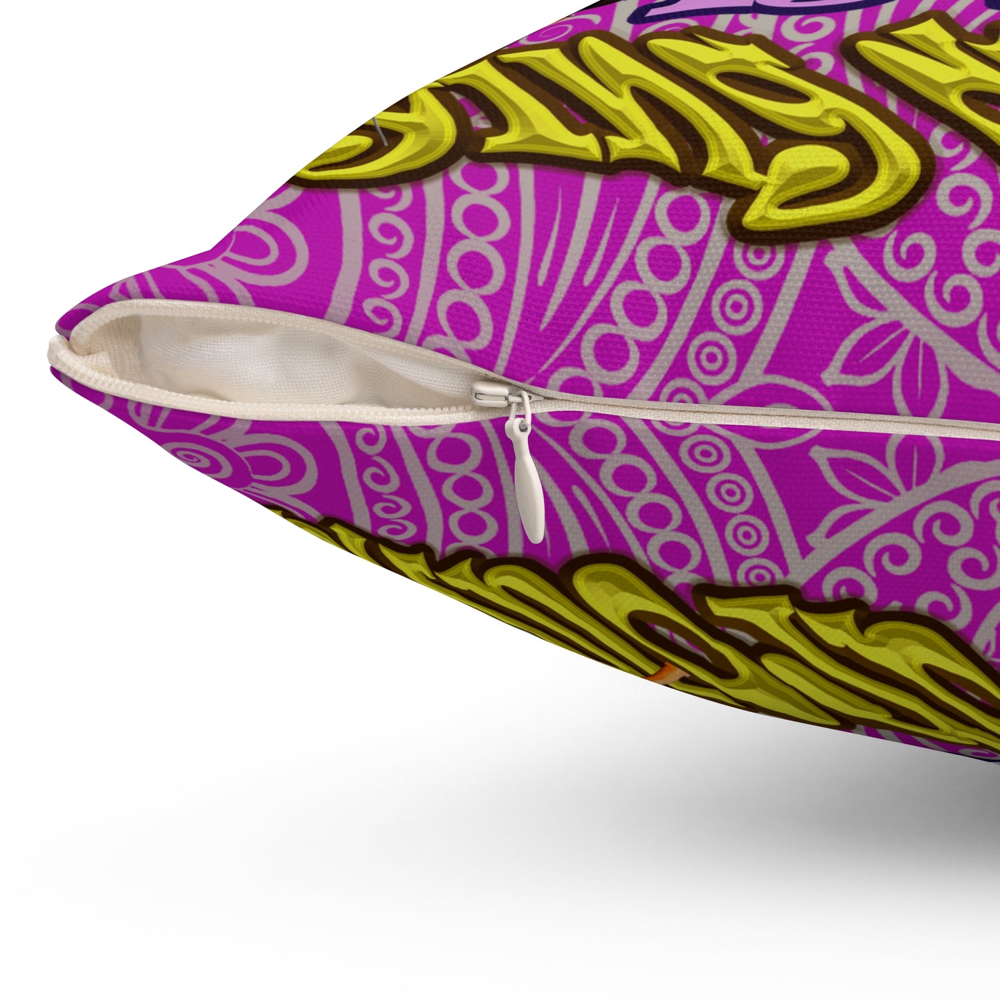 the bum's shit - Spun Polyester Square Pillow - (pink swirl)