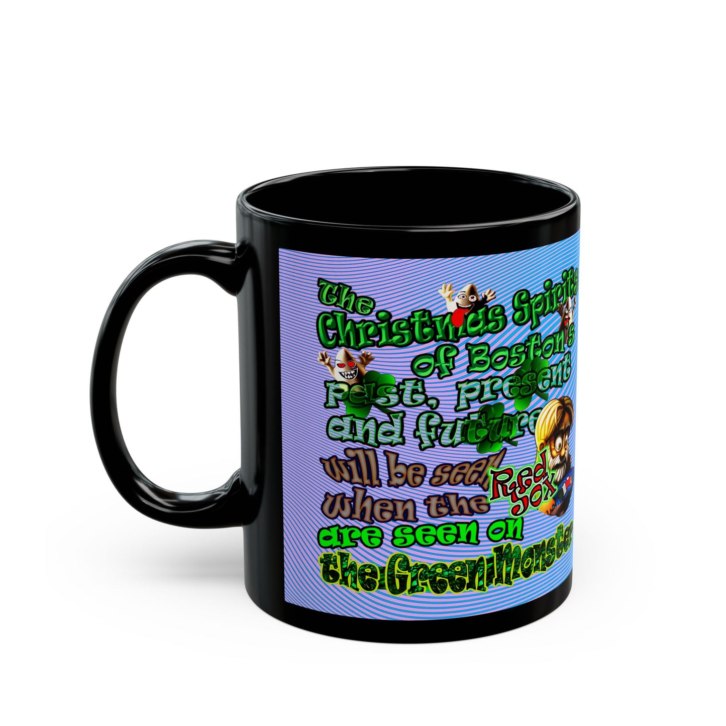 christmas spirits of boston - Black Mug (light blue-purple wave)