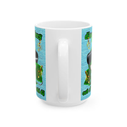 disc jockey - White Mug (faded dark blue)