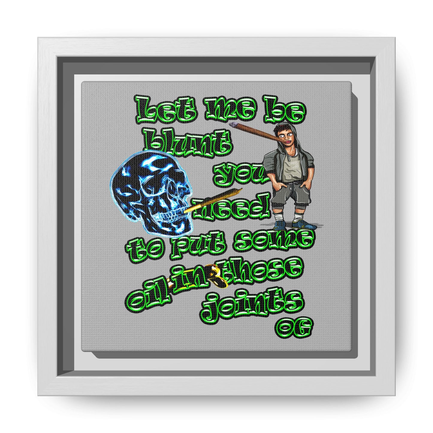 og - framed canvas art (light grey)