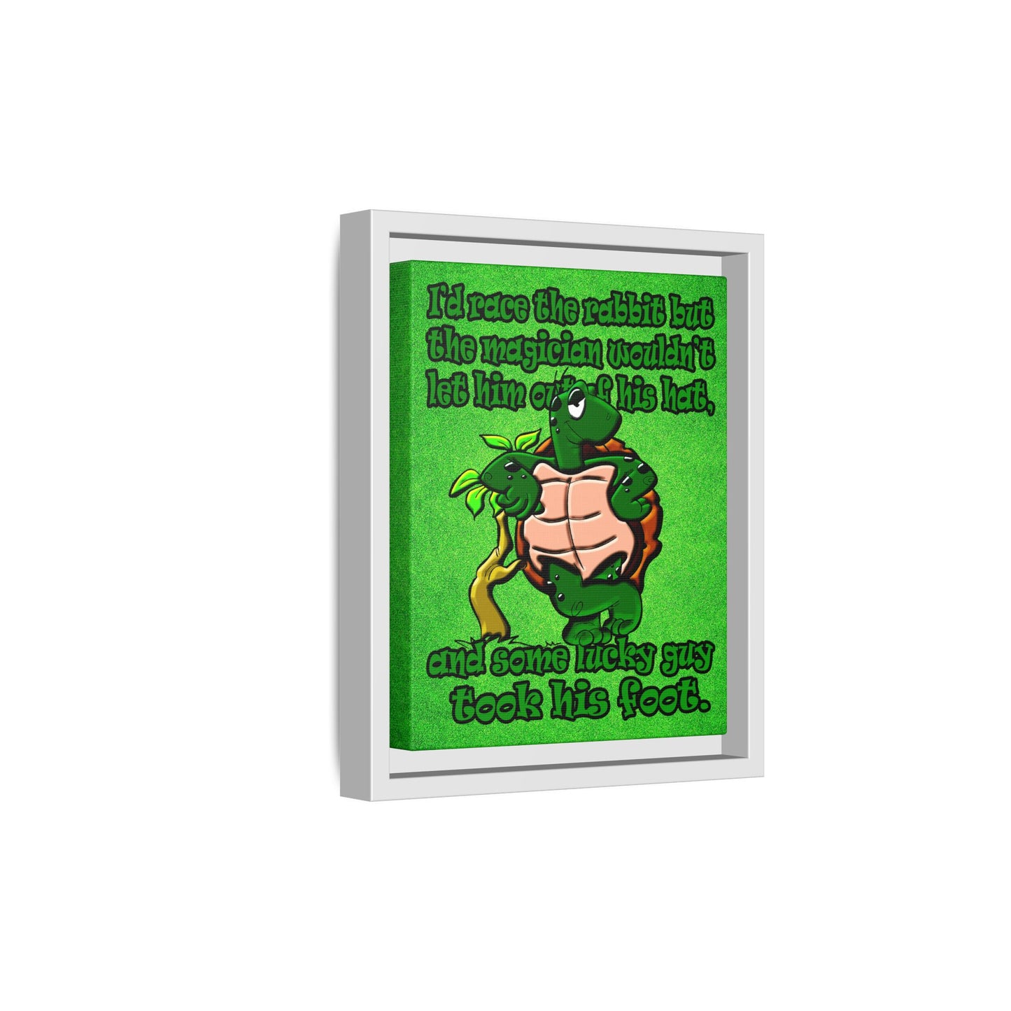 turtle race - framed canvas art (green turf)
