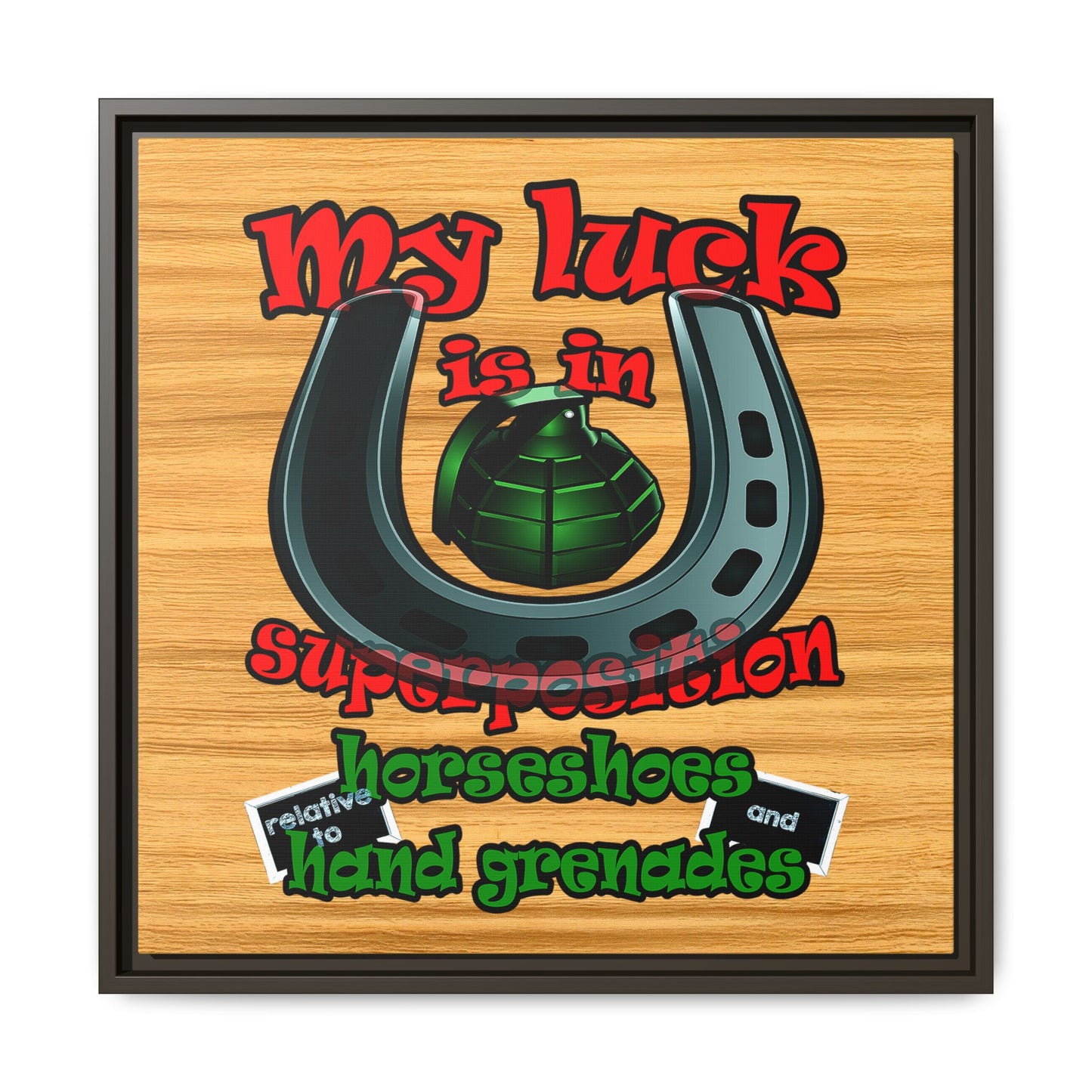 my luck - framed canvas art (butterscotch wood finish)