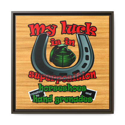 my luck - framed canvas art (butterscotch wood finish)