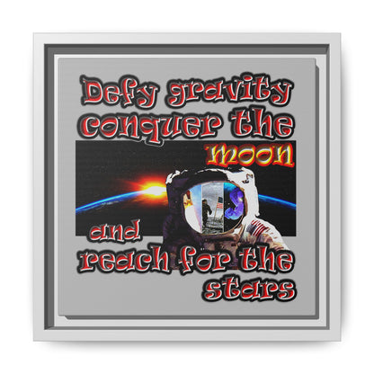 defy conquer reach - framed canvas art (light grey)