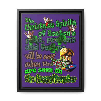 christmas spirits of boston - framed canvas art (purple)