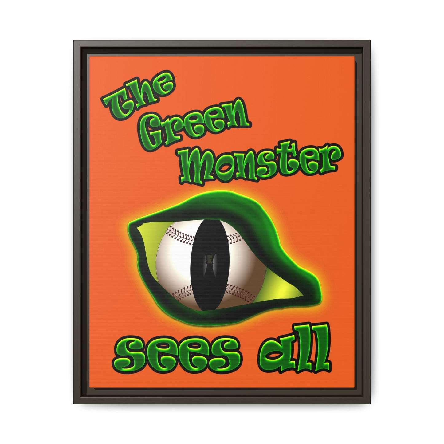 green monster - framed canvas art (orange)