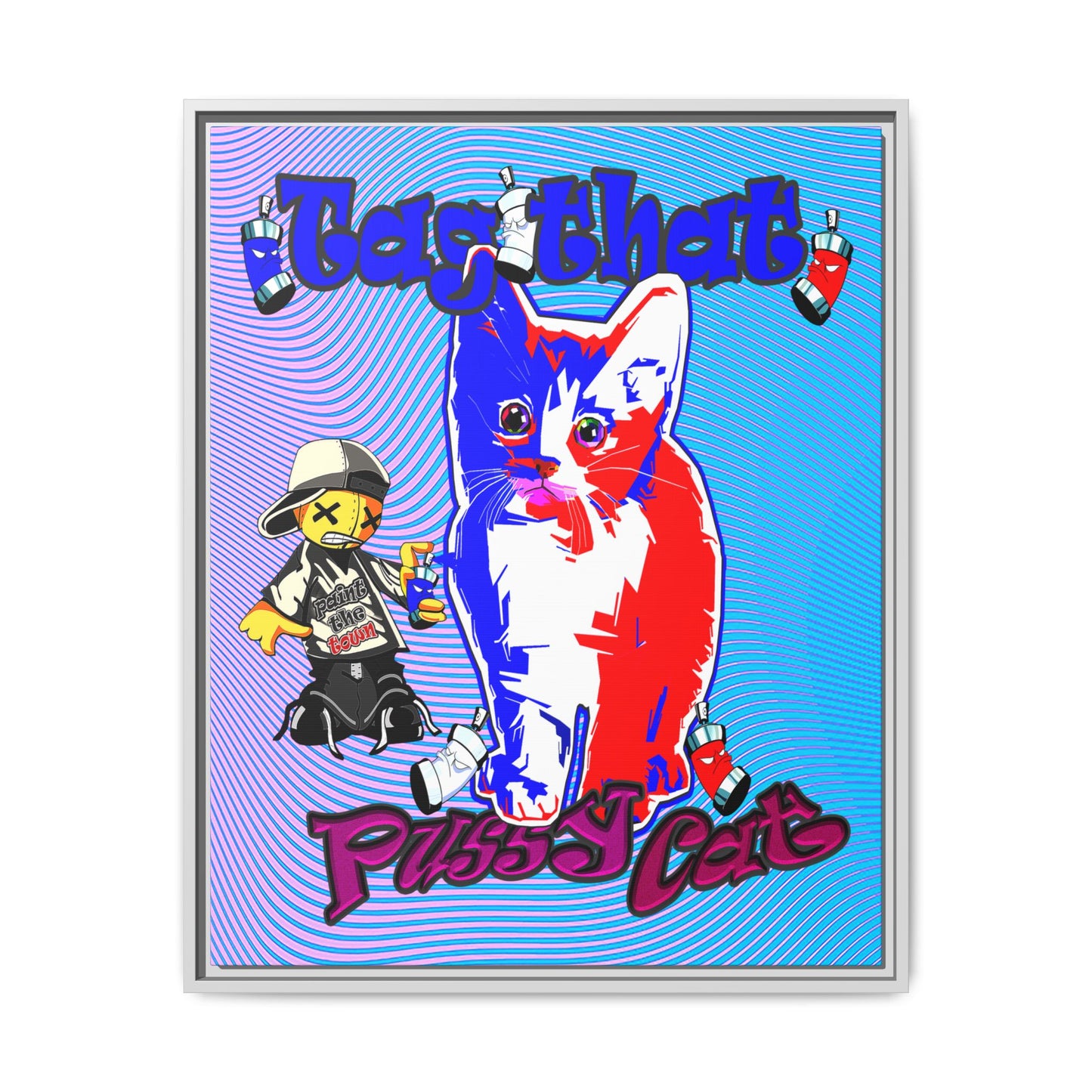 tag that - framed canvas art (light blue-purple wave)
