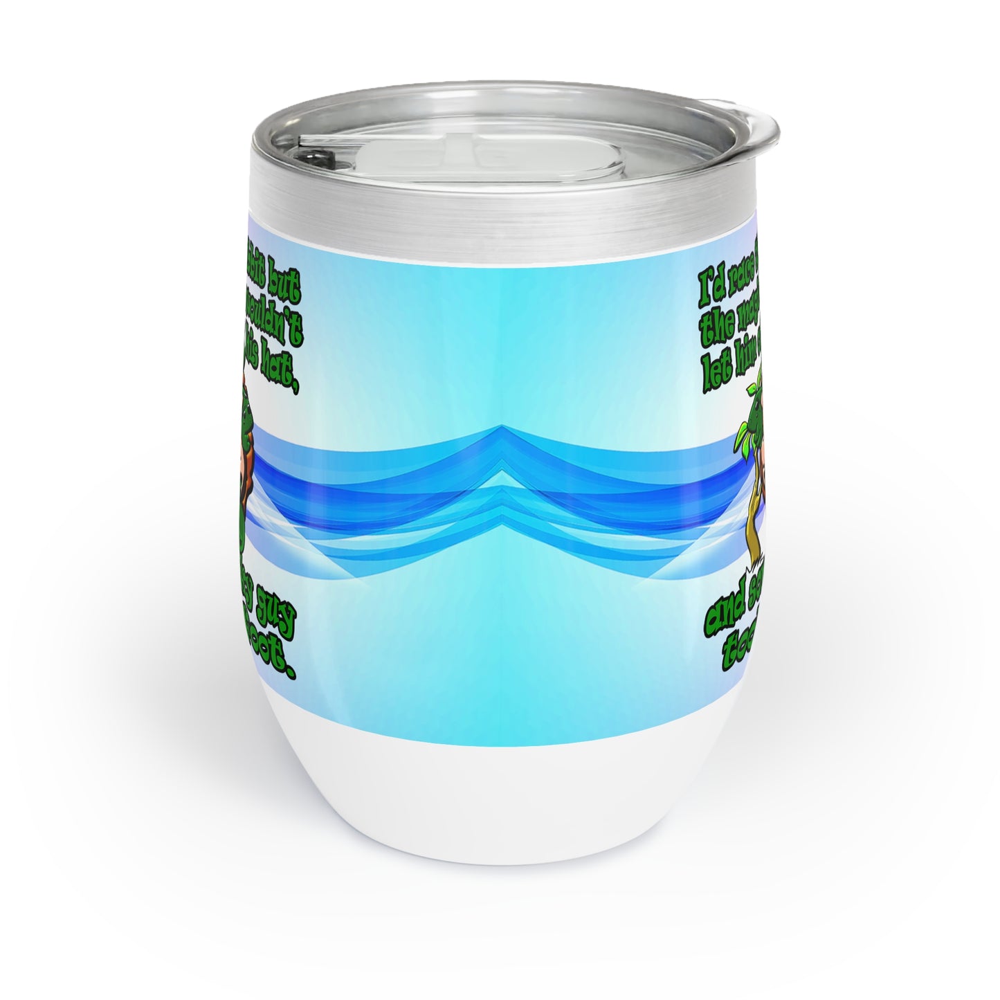 turtle race - Chill Wine Tumbler (light blue-pink wave)