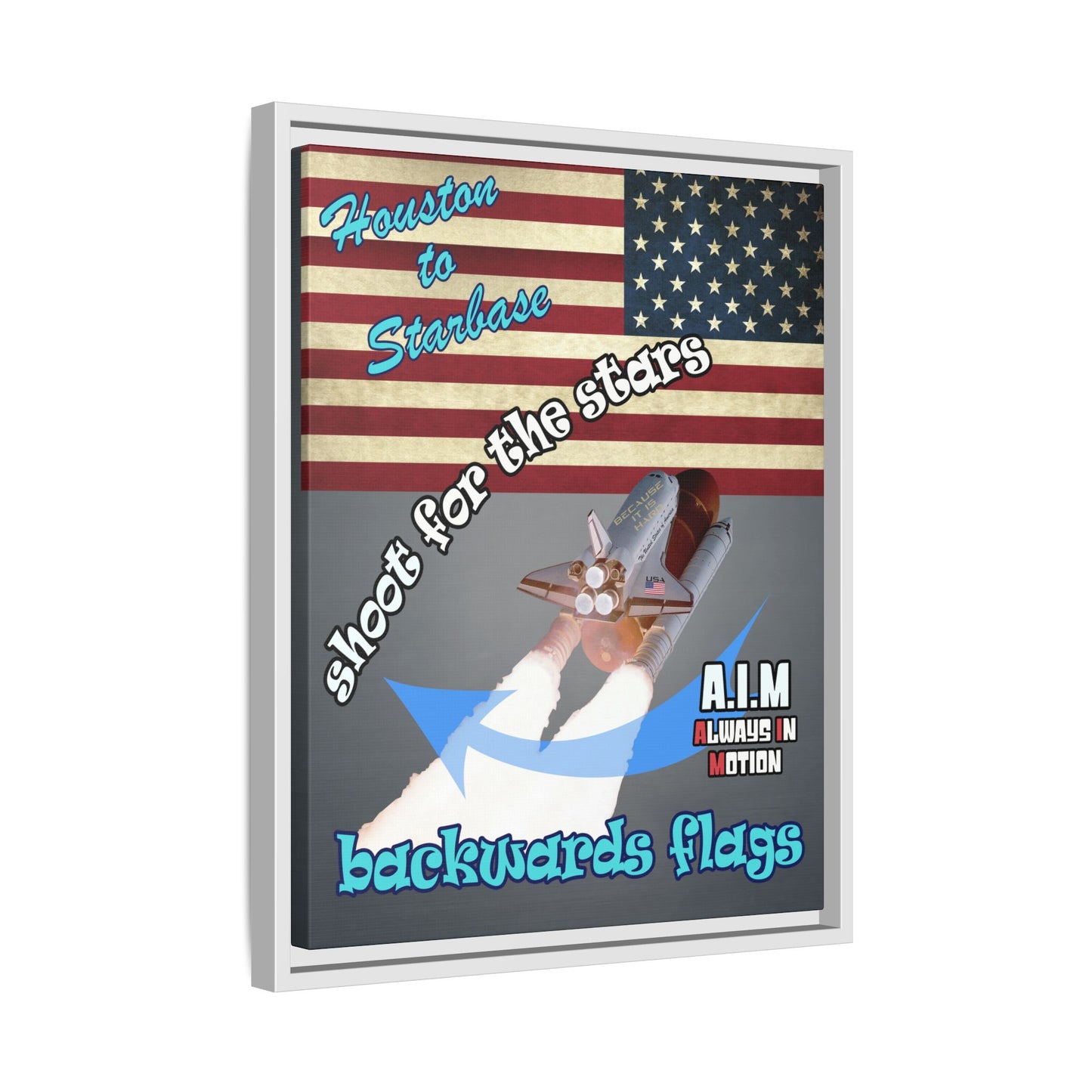 shoot for the stars - framed canvas art (grey-light grey)