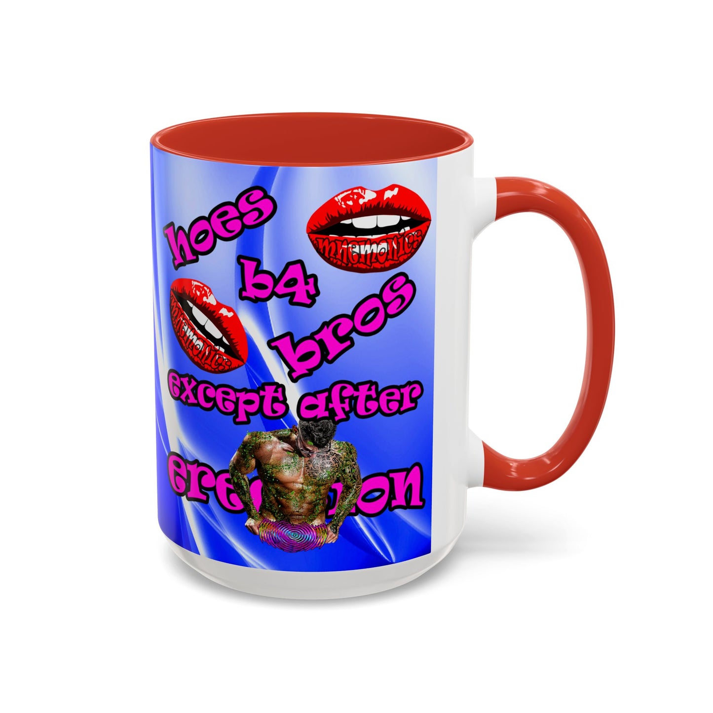 hoes b4 bros - Accent Mug (blue-white wave)