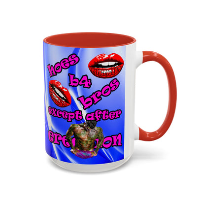 hoes b4 bros - Accent Mug (blue-white wave)