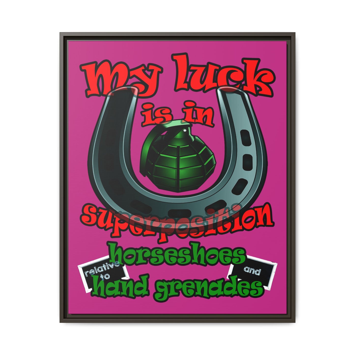 my luck - framed canvas art (pink)
