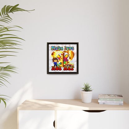 love peace - framed canvas art (white marble)
