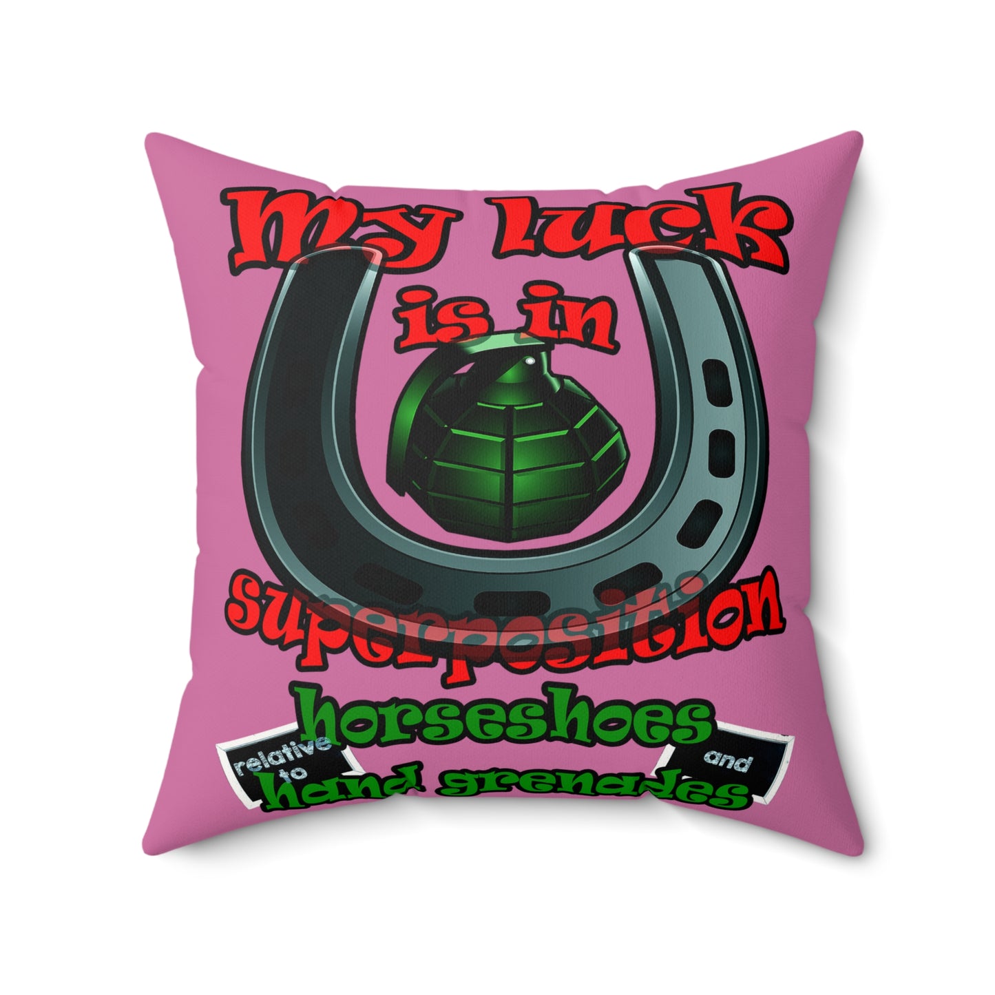 my luck - Faux Suede Square Pillow - (light pink)