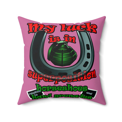 my luck - Faux Suede Square Pillow - (light pink)