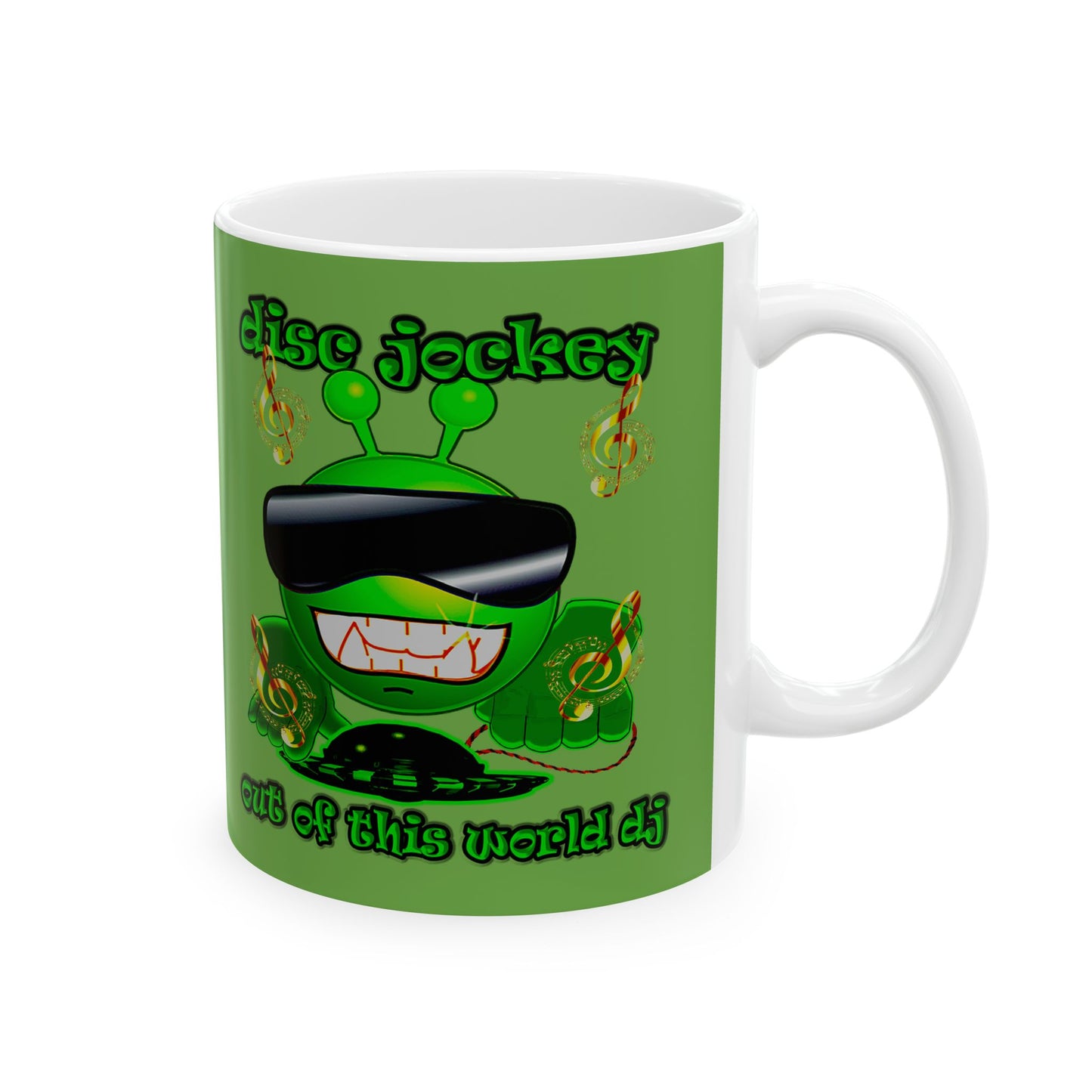 disc jockey - White Mug (green)