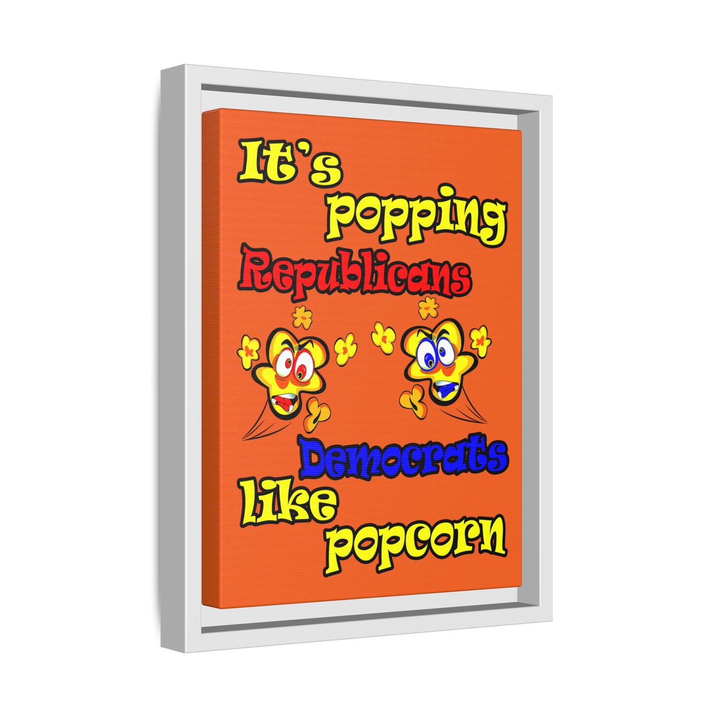 popping like popcorn - framed canvas art (orange)