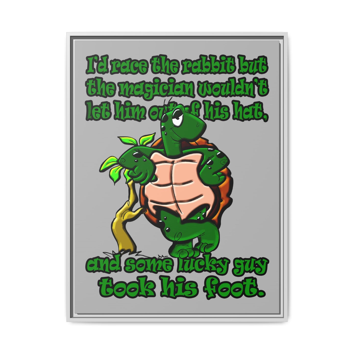 turtle race - framed canvas art (light grey)
