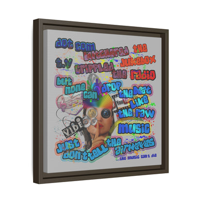 drop the beat - framed canvas art (light grey)