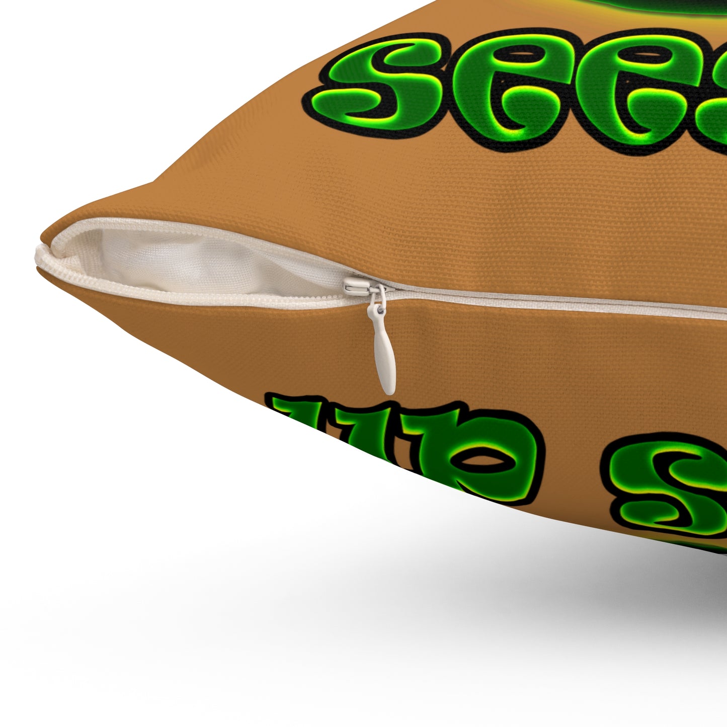 green monster - Spun Polyester Square Pillow - (light brown)