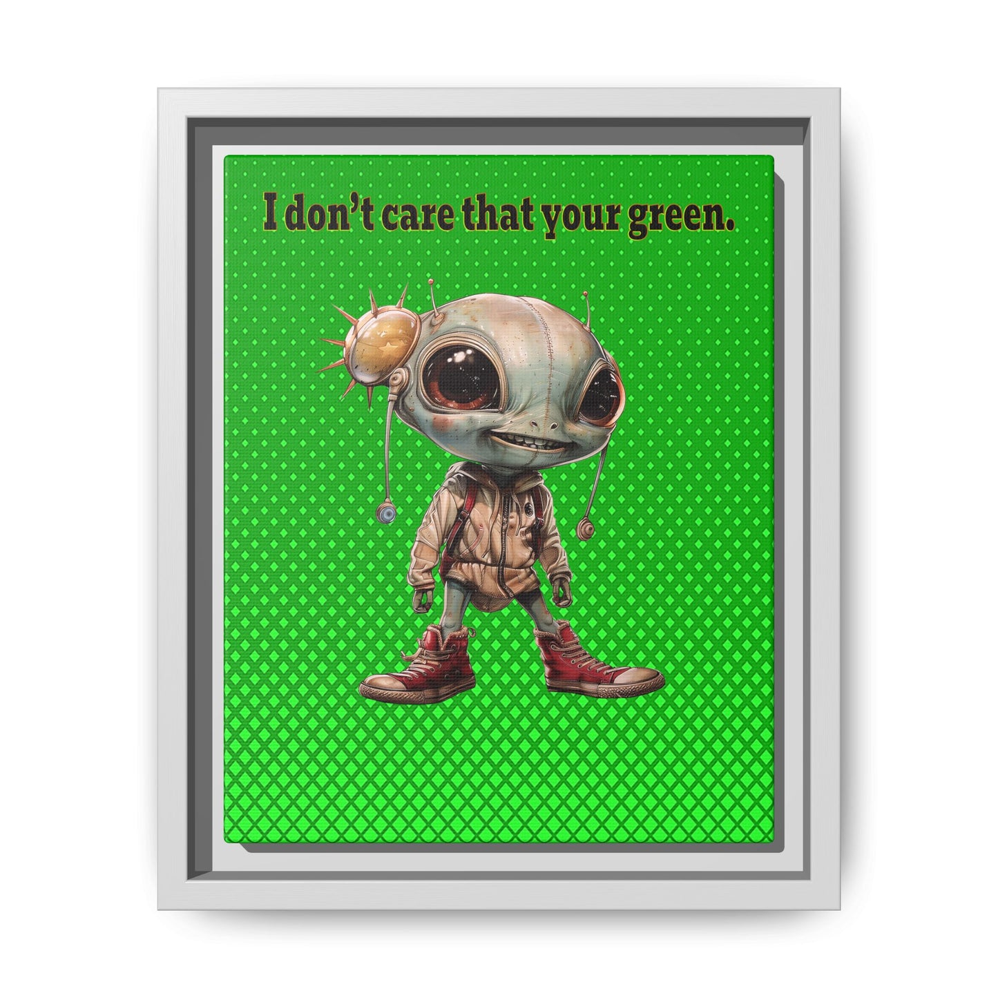 I don't care that your green - framed canvas art (logo green)