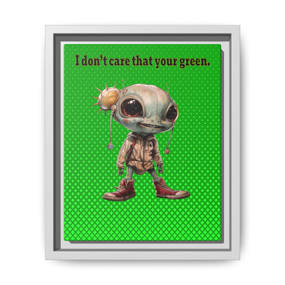 I don't care that your green - framed canvas art (logo green)