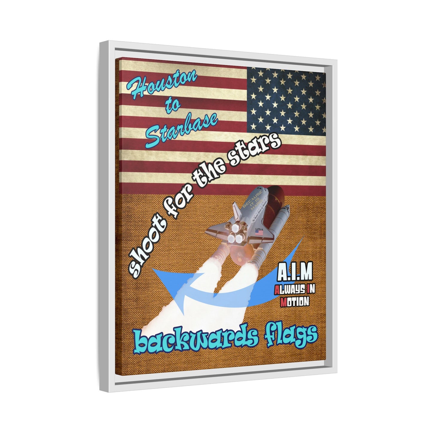 shoot for the stars - framed canvas art (brown papyrus)