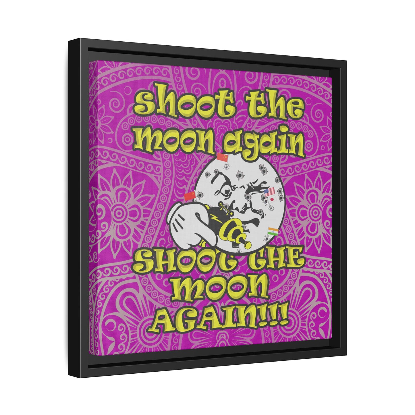 shoot the moon again - framed canvas art (pink swirl)