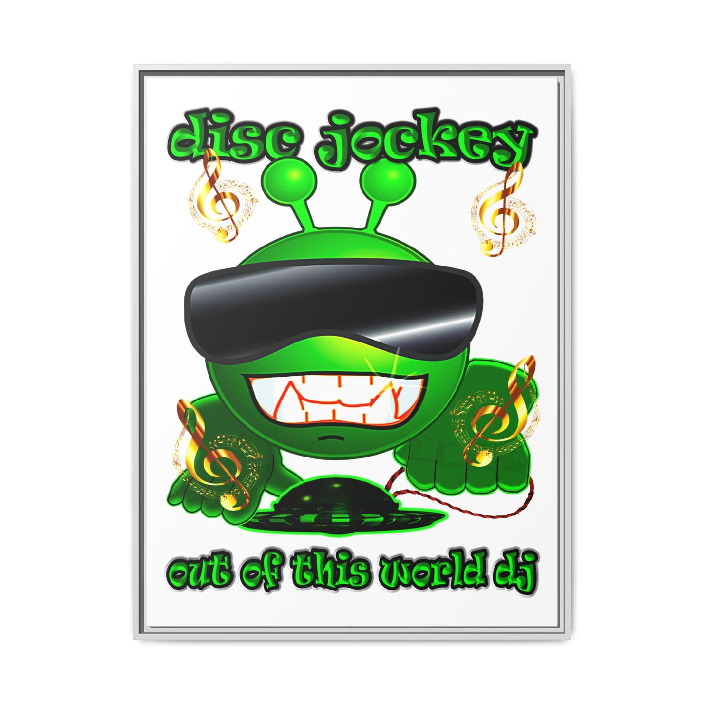 disc jockey - framed canvas art (white)